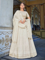 Myra Off White Georgette Embroidered Designer Lehenga Choli