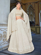 Myra Off White Georgette Embroidered Designer Lehenga Choli