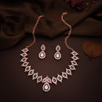 Tehzeeb Creations Pink Colour Diamond Choker Necklace Jewellery Set With Matching Pair of Earrings For Women And Girls
