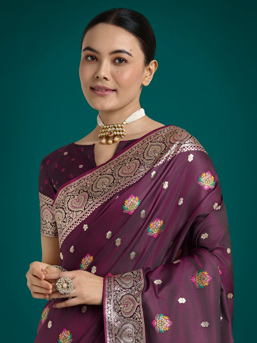 Monjolika Fashion Wine Charming Soft Banarasi Zari Woven Designer Satin Silk Saree With Lovely Blouse Piece - Distacart