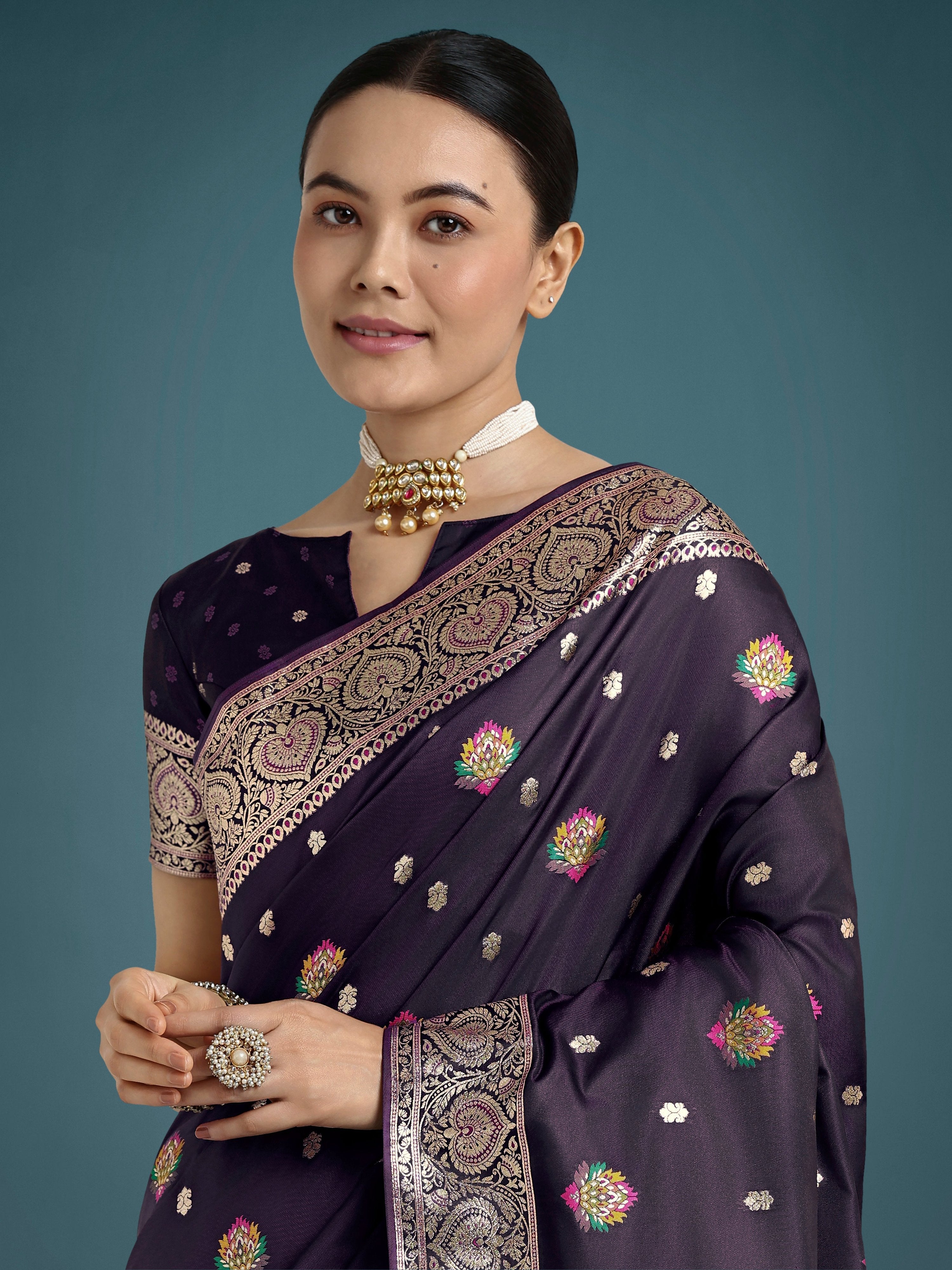 Monjolika Fashion Purple Charming Soft Banarasi Zari Woven Designer Satin Silk Saree With Lovely Blouse Piece - Distacart