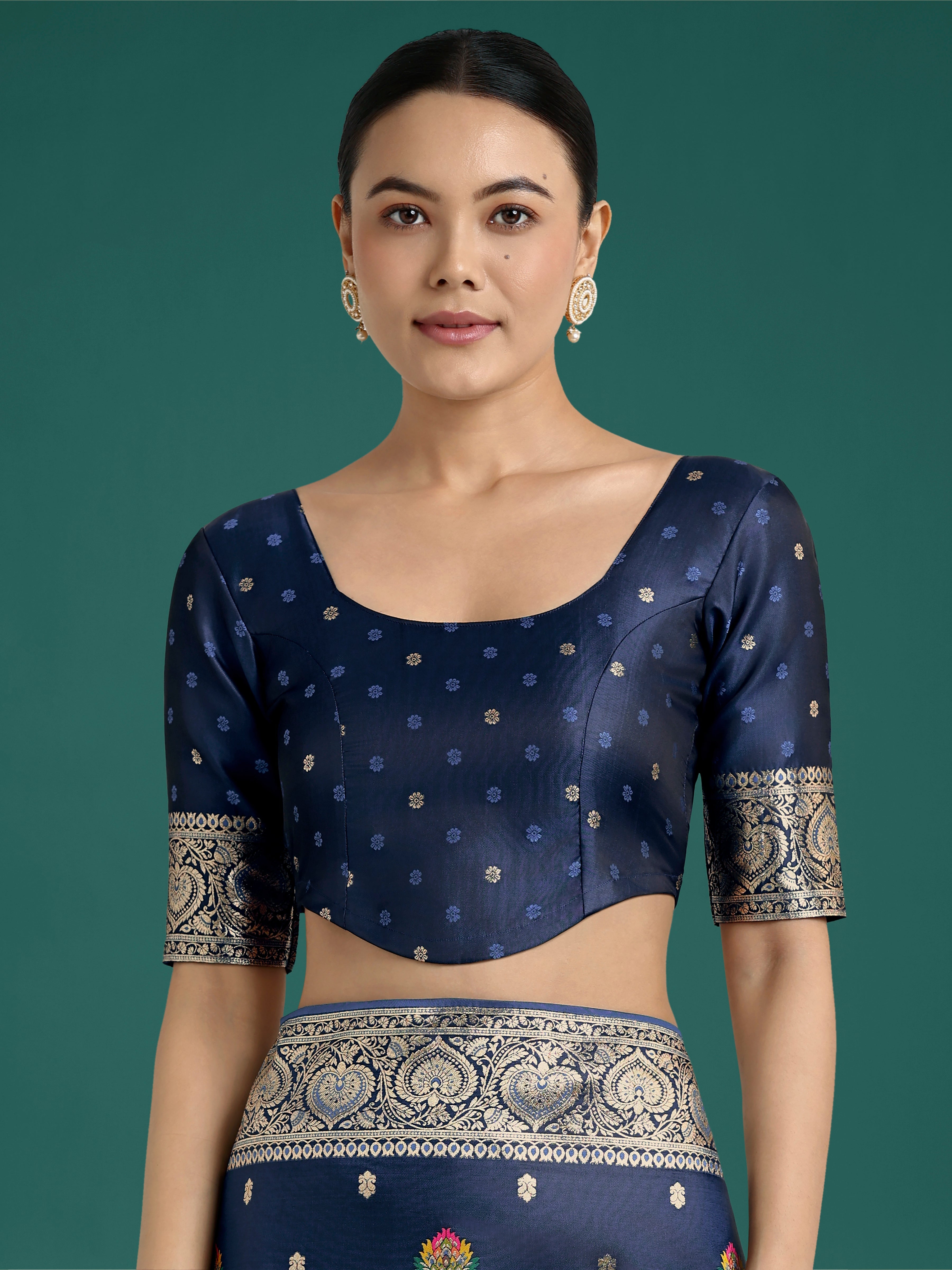 Monjolika Fashion Navy blue Charming Soft Banarasi Zari Woven Designer Satin Silk Saree With Lovely Blouse Piece - Distacart