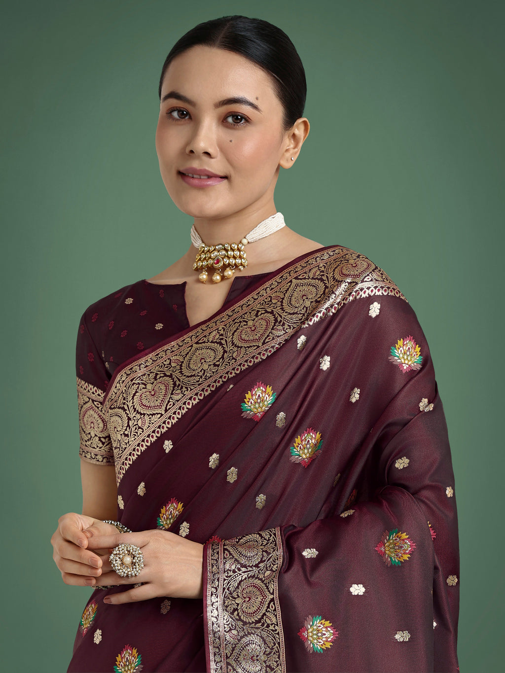 Monjolika Fashion Maroon Charming Soft Banarasi Zari Woven Designer Satin Silk Saree With Lovely Blouse Piece - Distacart