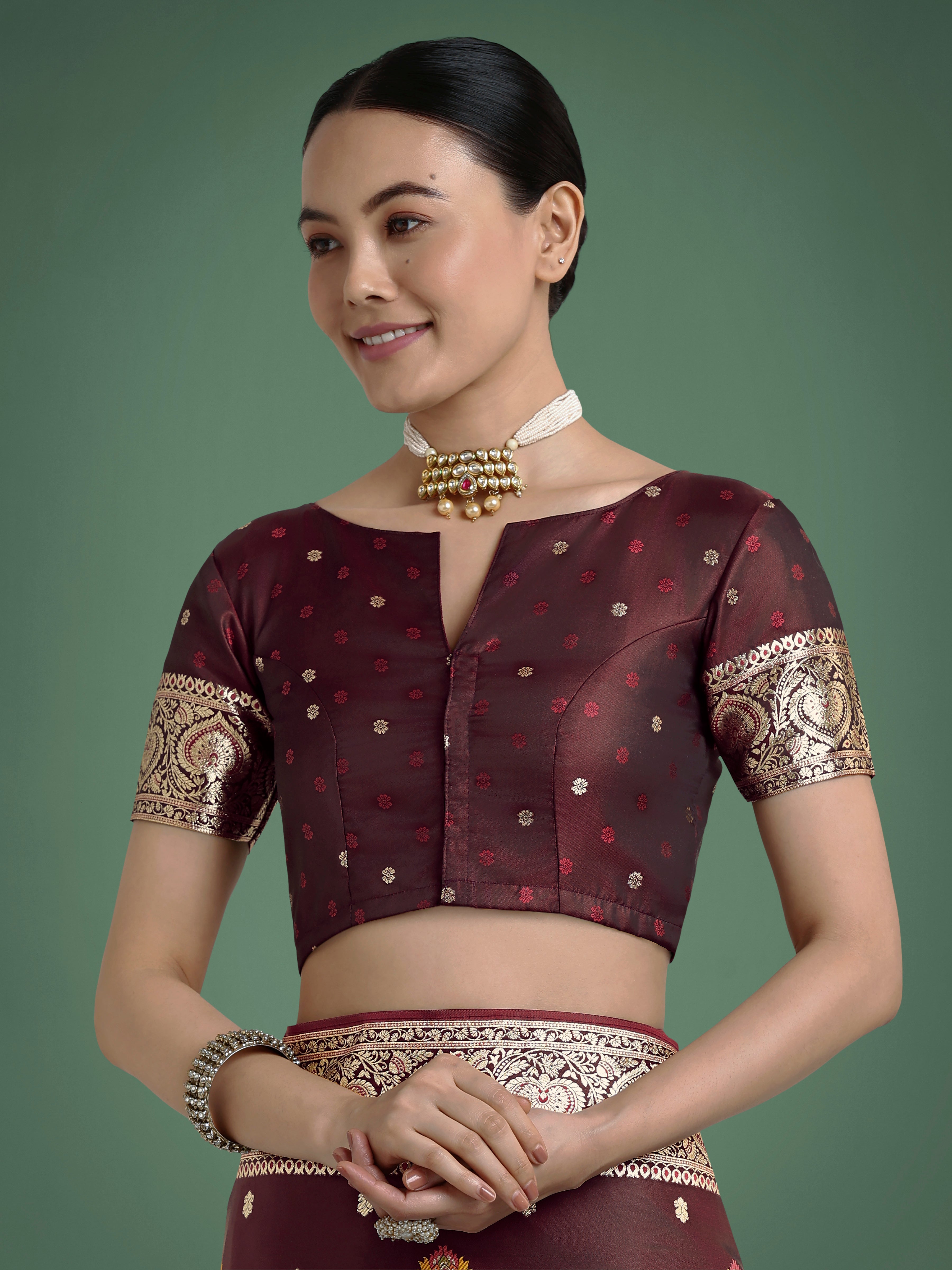 Monjolika Fashion Maroon Charming Soft Banarasi Zari Woven Designer Satin Silk Saree With Lovely Blouse Piece - Distacart
