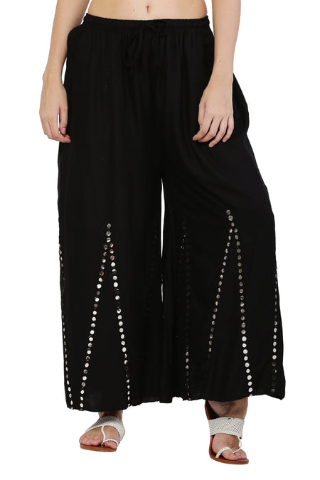 PAVONINE Black Color Mirror Embroidery Work Gharara