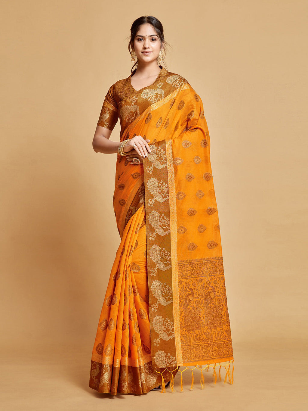 Sangria Ethnic Motifs Woven Design Art Silk Banarasi Saree