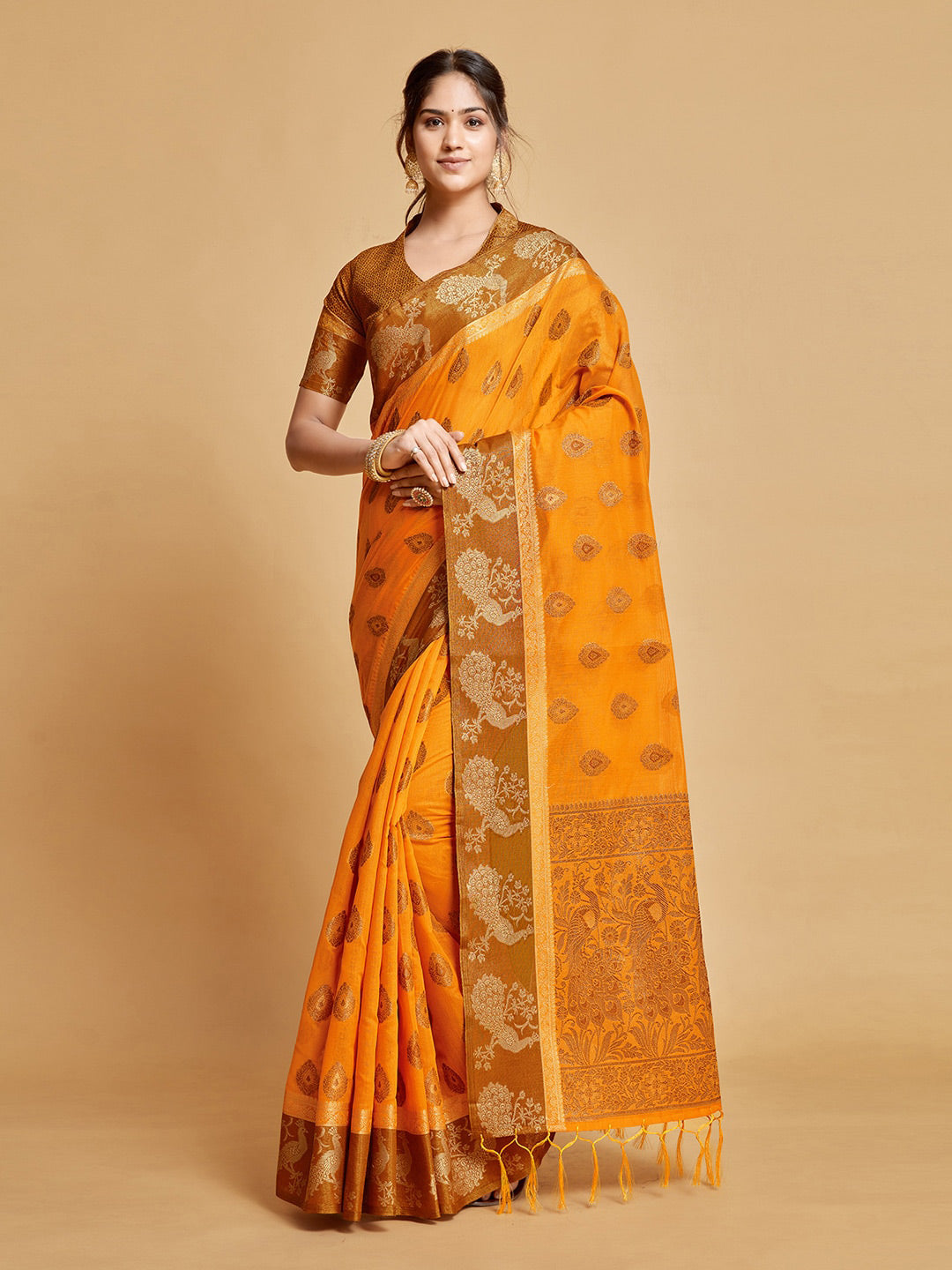 Sangria Ethnic Motifs Woven Design Art Silk Banarasi Saree