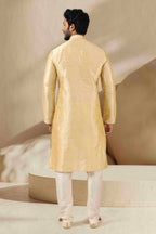 Raivat Ethnic Banarasi Art Silk Thread Work Kurta Pajama In Gold Colour - Distacart