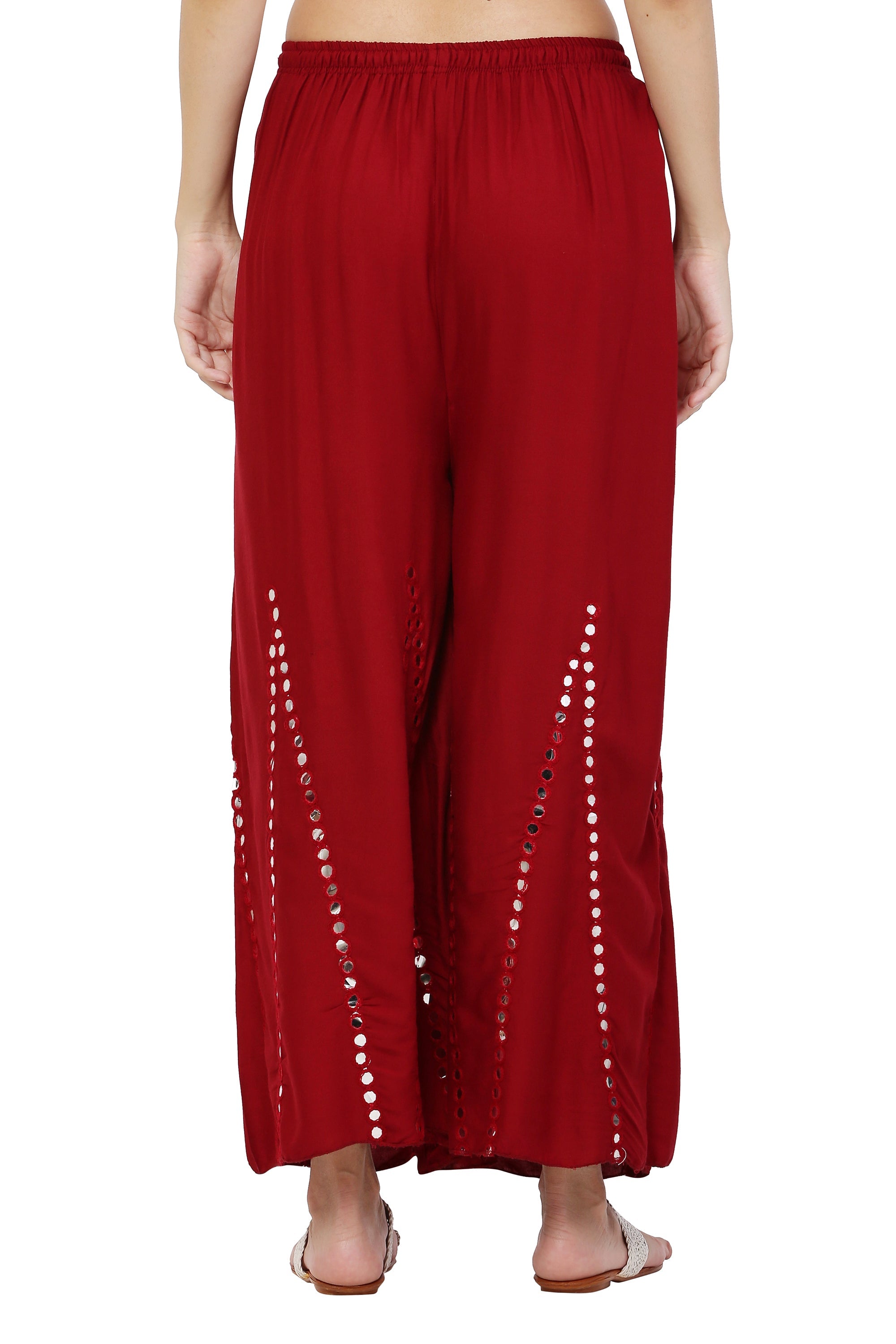 PAVONINE Maroon Color Mirror Embroidery Work Gharara - Distacart