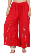 PAVONINE Red Color Mirror Embroidery Work Gharara - Distacart