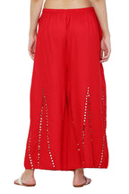 PAVONINE Red Color Mirror Embroidery Work Gharara - Distacart