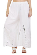 PAVONINE White Color Mirror Embroidery Work Gharara - Distacart