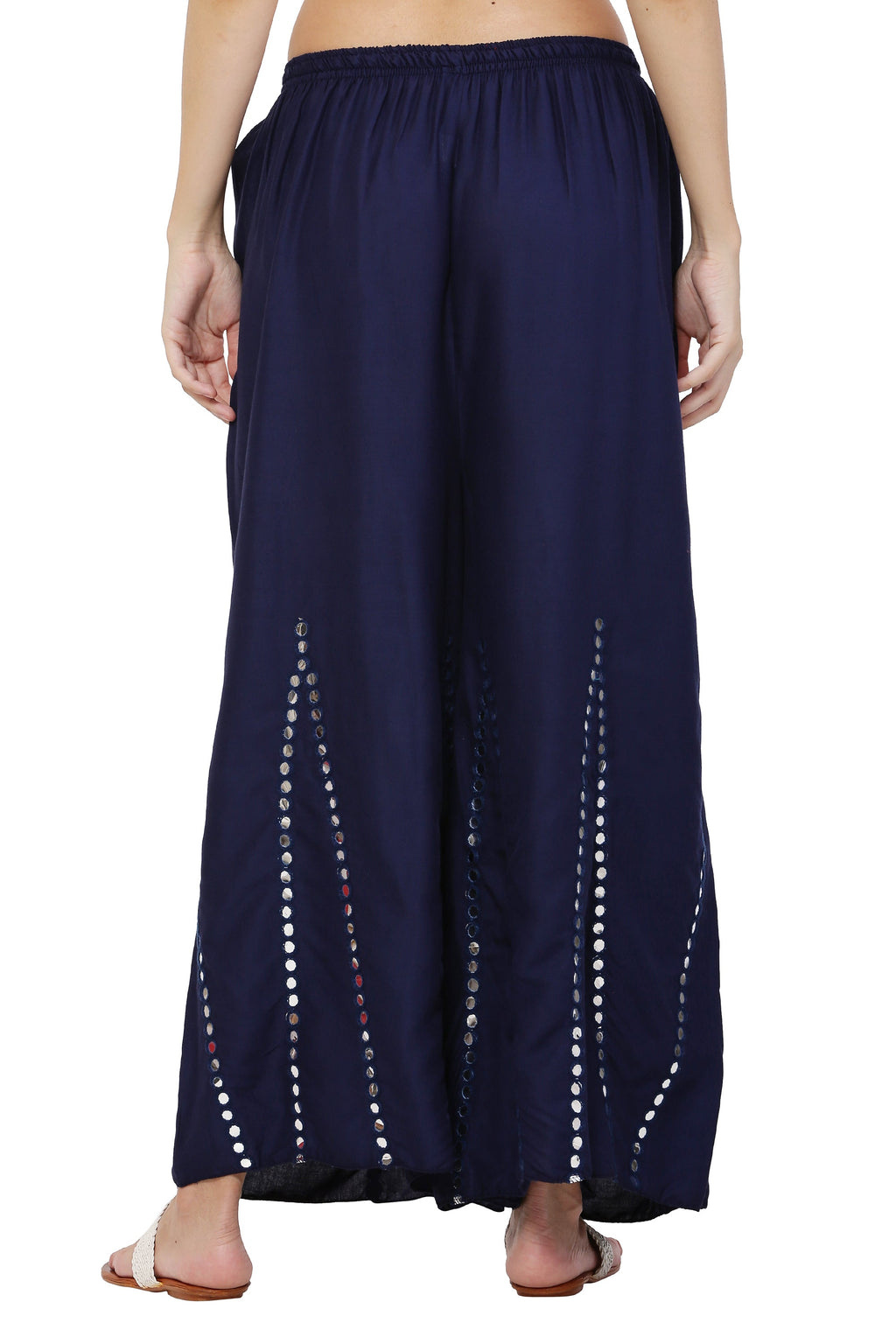 PAVONINE Navy Blue Color Mirror Embroidery Work Gharara - Distacart