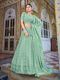 Myra Pista Green Georgette Embroidered Designer Lehenga Choli