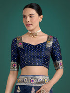 Monjolika Fashion Blue Color Festival Wear Banarasi Satin Silk Designer Zari Weaving Saree - Distacart