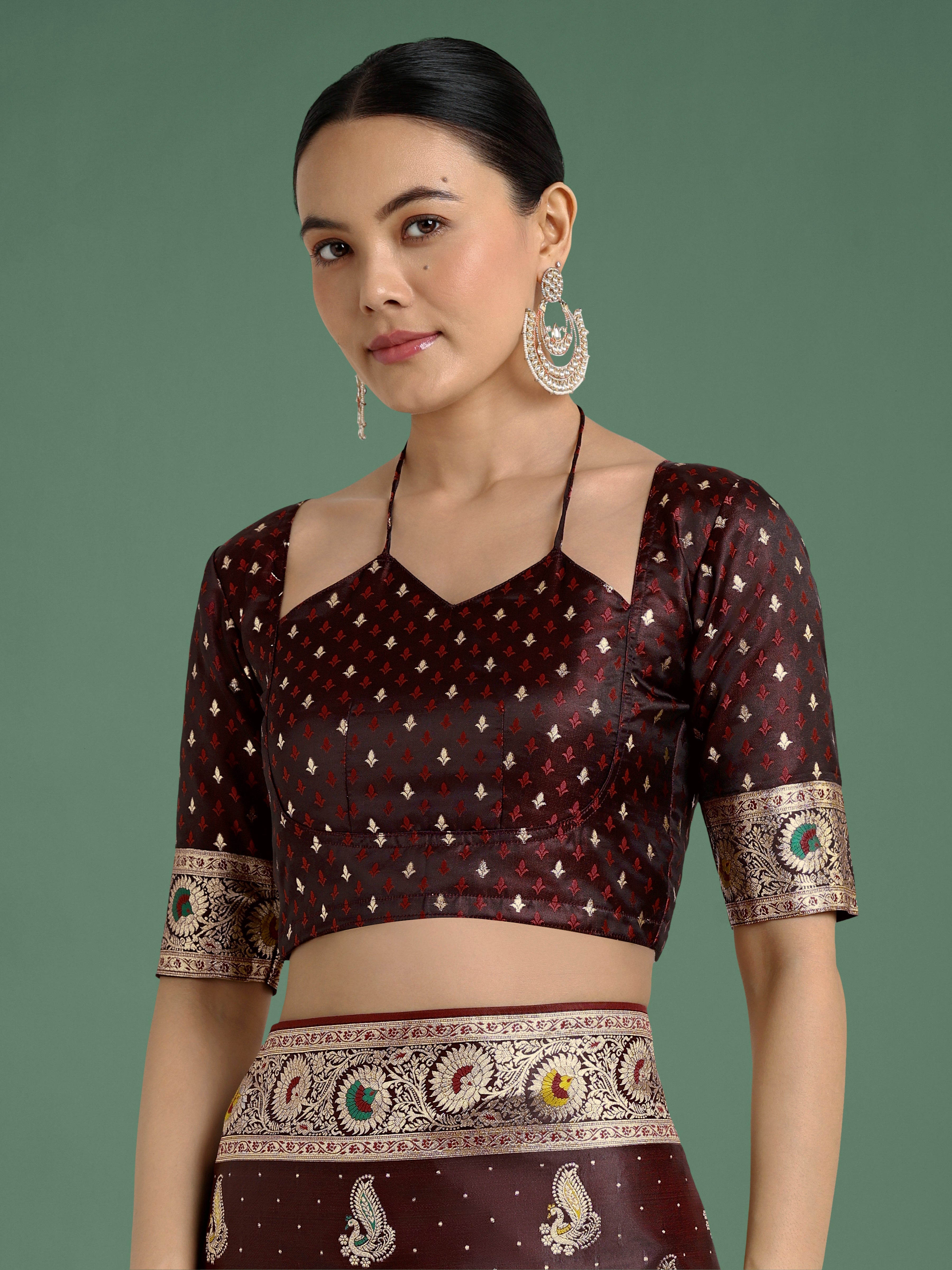 Monjolika Fashion Maroon Color Festival Wear Banarasi Satin Silk Designer Zari Weaving Saree - Distacart