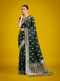 Monjolika Fashion Dark Green Color Festival Wear Banarasi Satin Silk Designer Zari Weaving Saree - Distacart