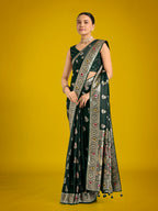 Monjolika Fashion Dark Green Color Festival Wear Banarasi Satin Silk Designer Zari Weaving Saree - Distacart