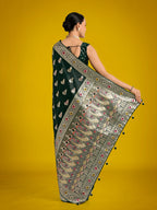 Monjolika Fashion Dark Green Color Festival Wear Banarasi Satin Silk Designer Zari Weaving Saree - Distacart