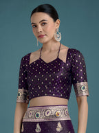 Monjolika Fashion Purple Color Festival Wear Banarasi Satin Silk Designer Zari Weaving Saree - Distacart