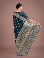Monjolika Fashion Teal Color Festival Wear Banarasi Satin Silk Designer Zari Weaving Saree - Distacart