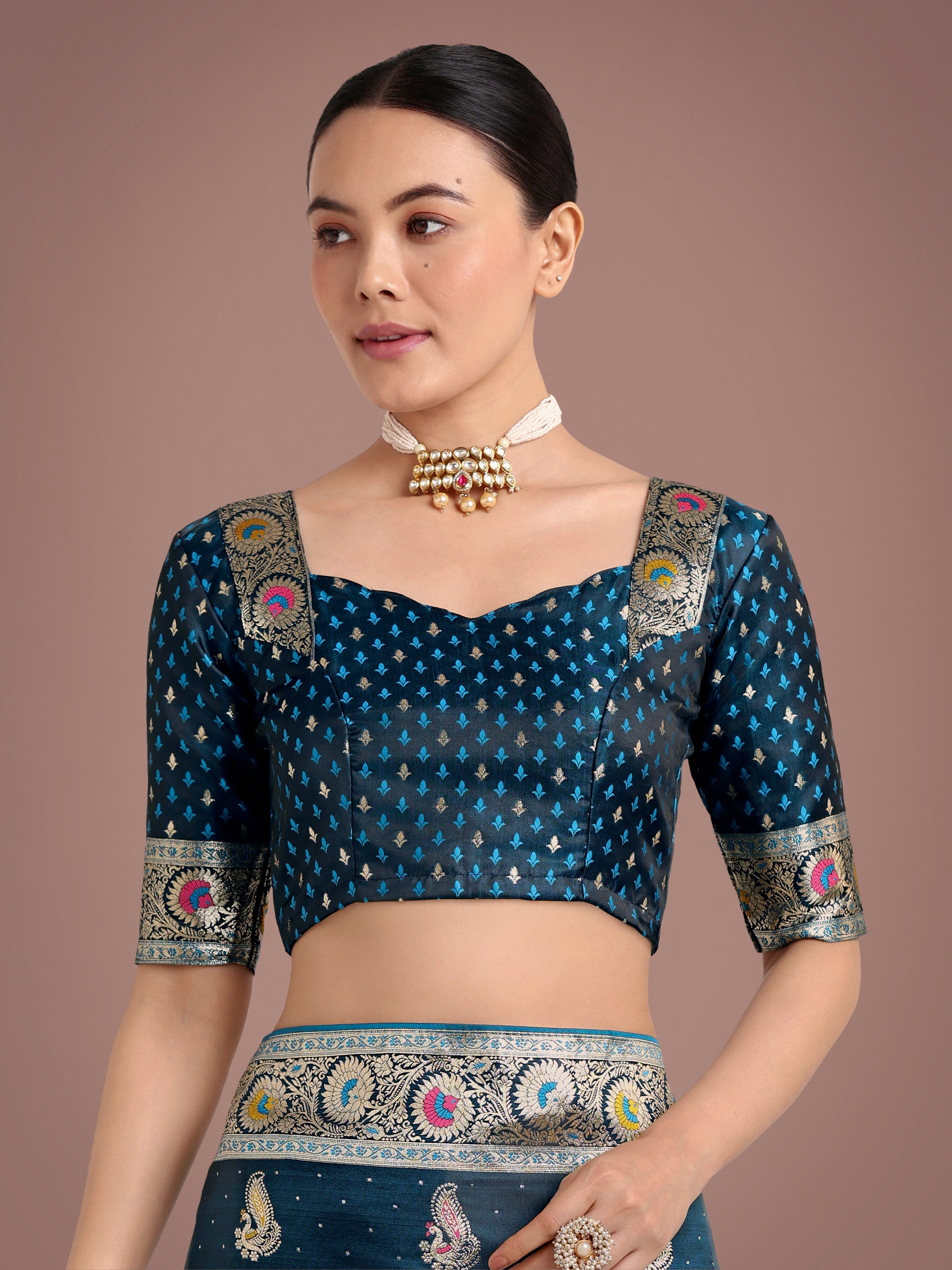 Monjolika Fashion Teal Color Festival Wear Banarasi Satin Silk Designer Zari Weaving Saree - Distacart