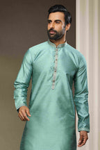Raivat Ethnic Jacquard Silk Brocade Pintux Work Kurta Pajama In Sky Blue Colour - Distacart