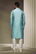 Raivat Ethnic Jacquard Silk Brocade Pintux Work Kurta Pajama In Sky Blue Colour - Distacart