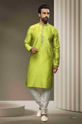 Raivat Ethnic Jacquard Silk Brocade Pintux Work Kurta Pajama In Mint Green Colour - Distacart