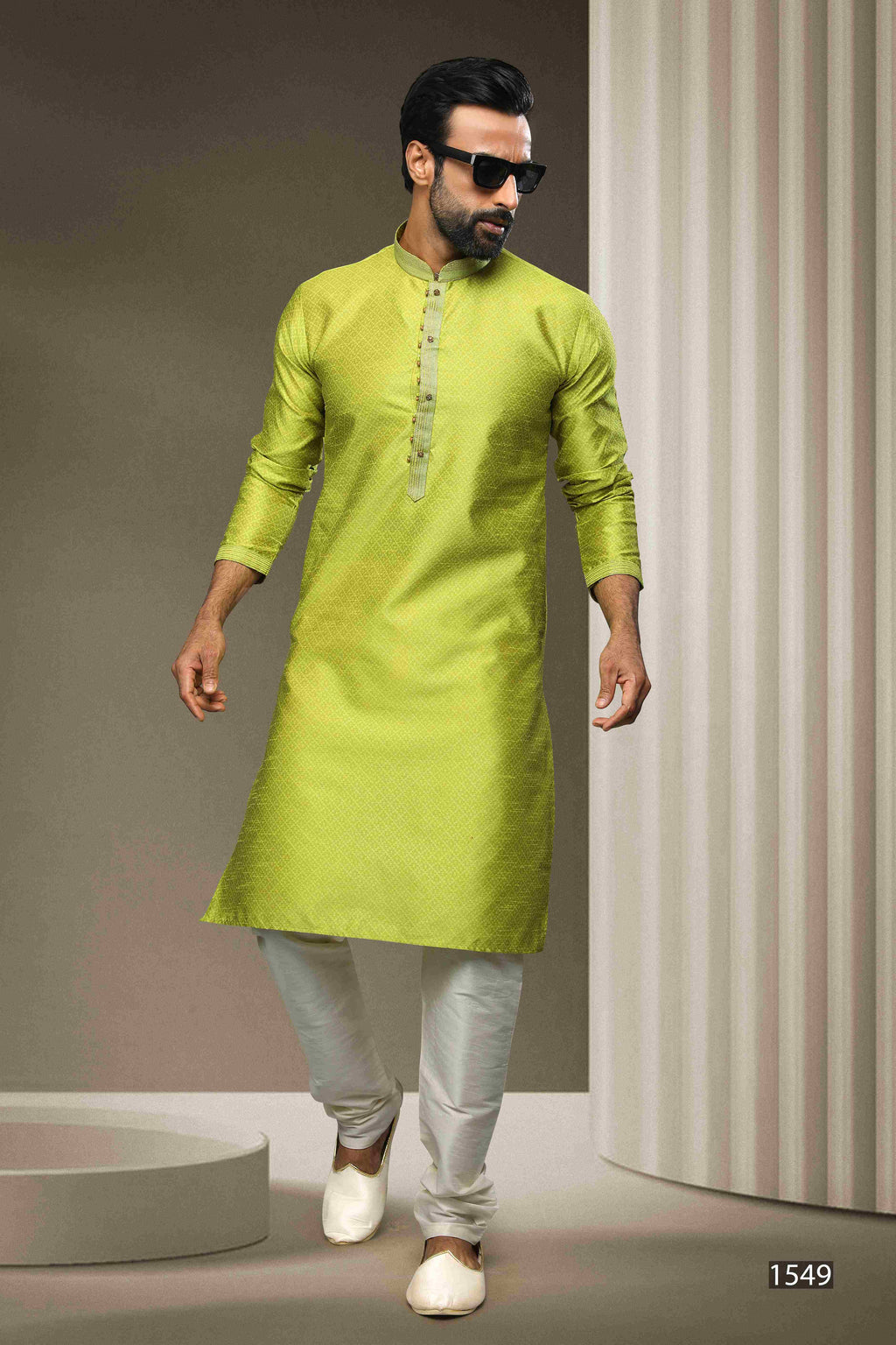 Raivat Ethnic Jacquard Silk Brocade Pintux Work Kurta Pajama In Mint Green Colour - Distacart