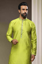 Raivat Ethnic Jacquard Silk Brocade Pintux Work Kurta Pajama In Mint Green Colour - Distacart