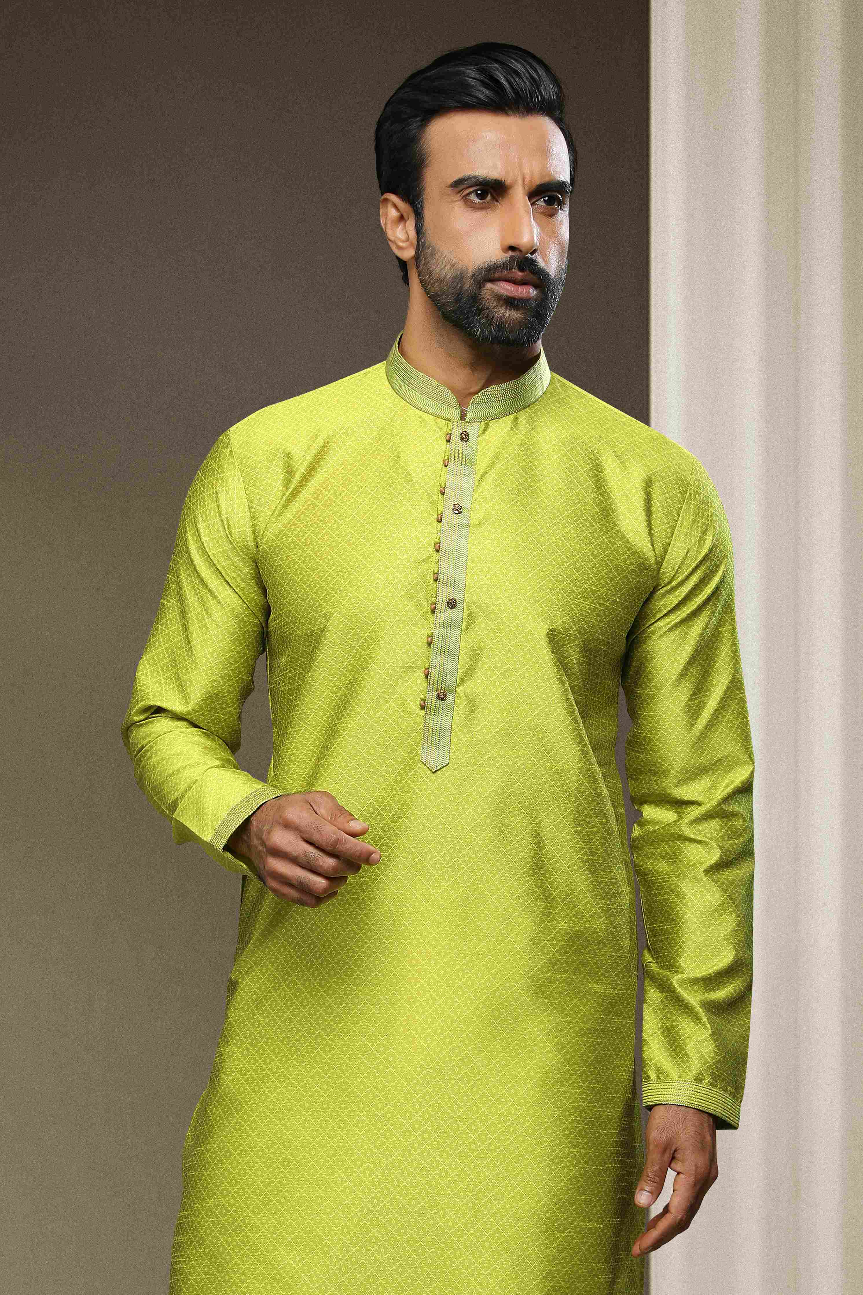 Raivat Ethnic Jacquard Silk Brocade Pintux Work Kurta Pajama In Mint Green Colour - Distacart