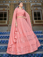 Myra Pink Georgette Embroidered Designer Lehenga Choli