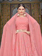 Myra Pink Georgette Embroidered Designer Lehenga Choli