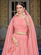 Myra Pink Georgette Embroidered Designer Lehenga Choli