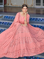 Myra Pink Georgette Embroidered Designer Lehenga Choli