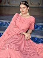 Myra Pink Georgette Embroidered Designer Lehenga Choli