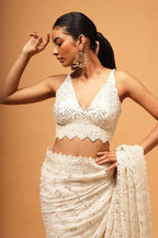 Teeya Creation White Color Georgette Embroidery Work Saree - Distacart