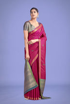 Monjolika Fashion Charming Rani Pink Color Silk Golden Zari Woven Ceremony Saree - Distacart