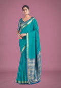 Monjolika Fashion Charming Turquoise Color Silk Golden Zari Woven Ceremony Saree - Distacart