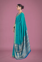 Monjolika Fashion Charming Turquoise Color Silk Golden Zari Woven Ceremony Saree - Distacart