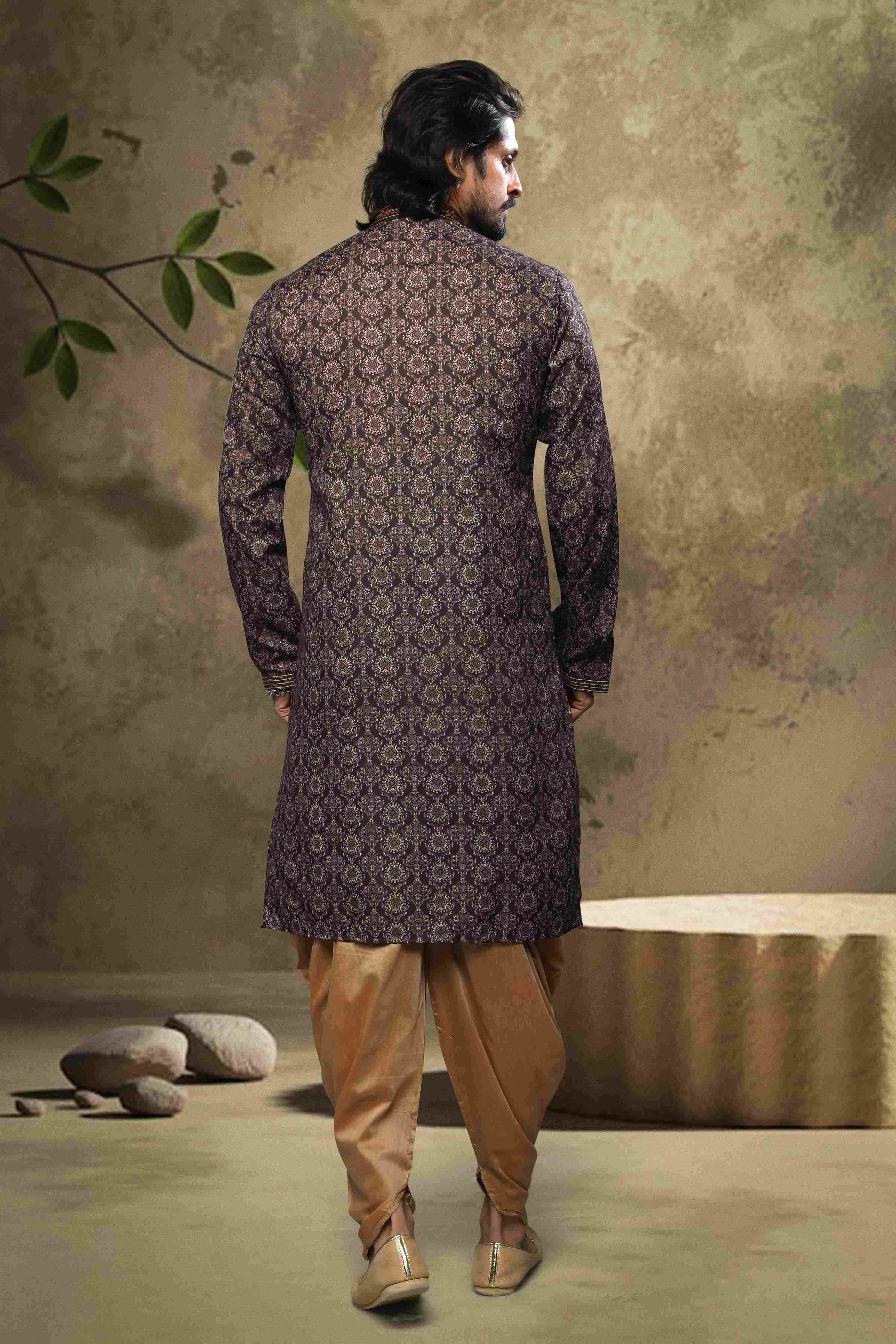 Raivat Ethnic Cotton Digital Print Mirror Work Kurta Pajama In Black Colour - Distacart