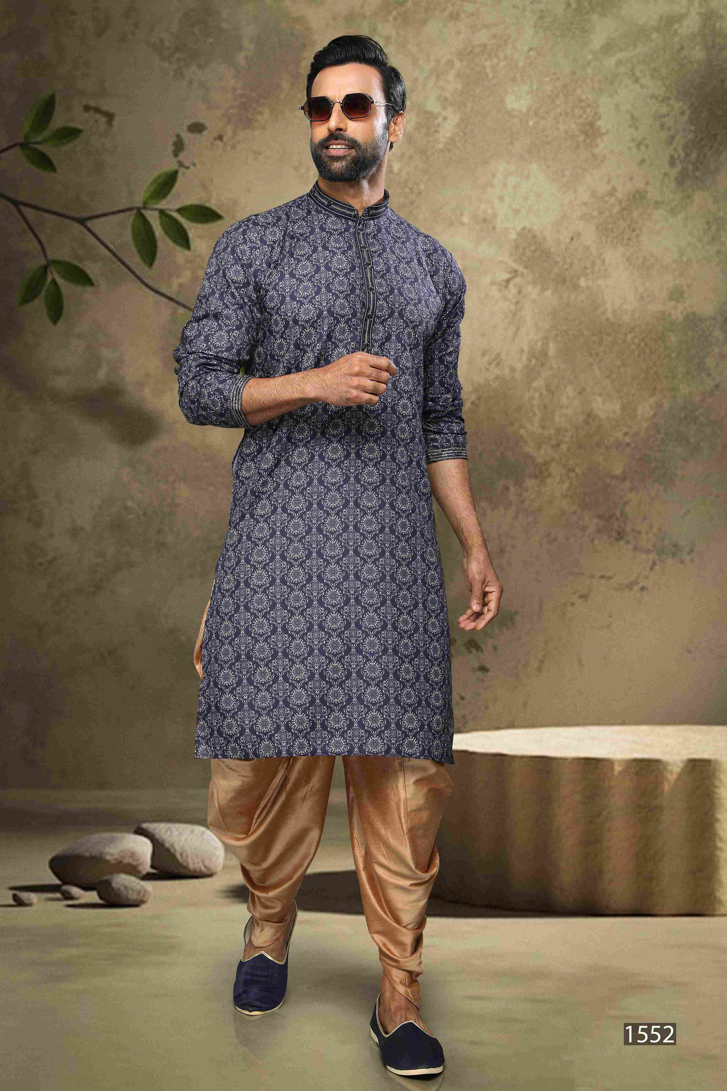 Raivat Ethnic Cotton Digital Print Mirror Work Kurta Pajama In Blue Colour - Distacart