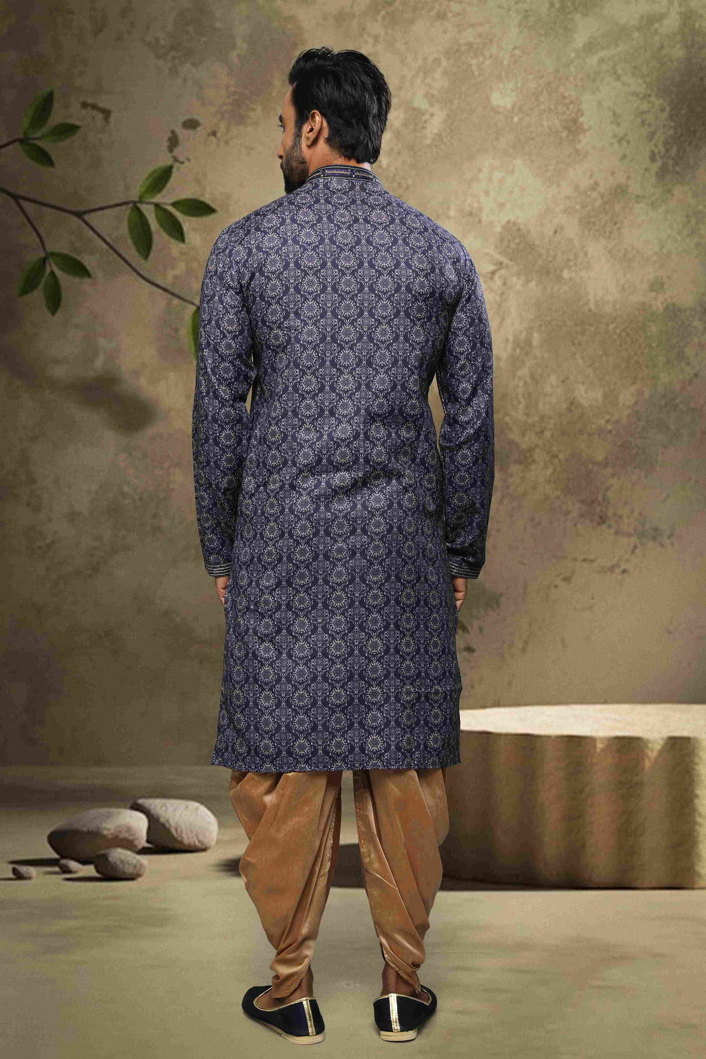 Raivat Ethnic Cotton Digital Print Mirror Work Kurta Pajama In Blue Colour - Distacart