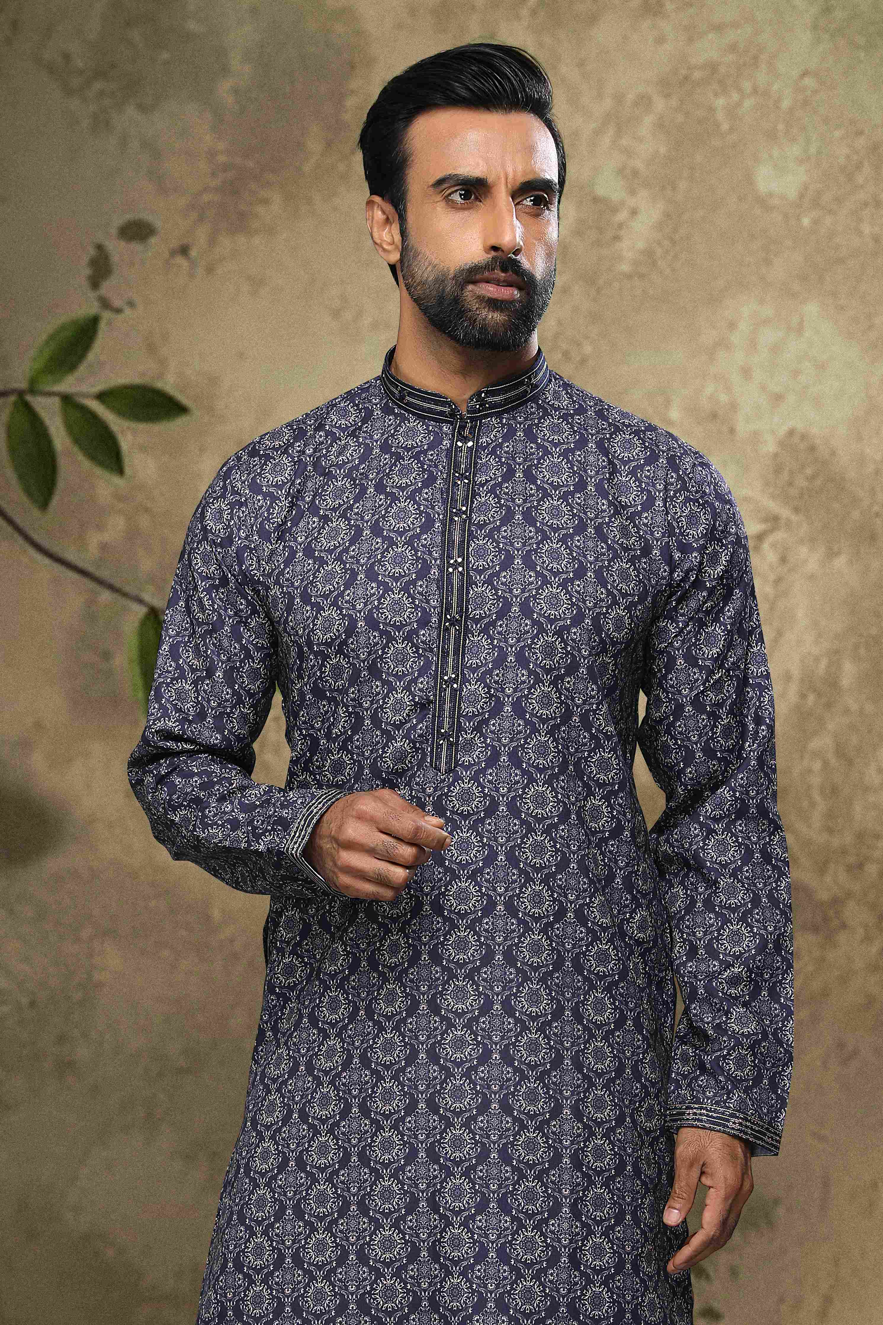 Raivat Ethnic Cotton Digital Print Mirror Work Kurta Pajama In Blue Colour - Distacart