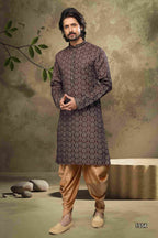 Raivat Ethnic Cotton Digital Print Mirror Work Kurta Pajama In Brown Colour - Distacart
