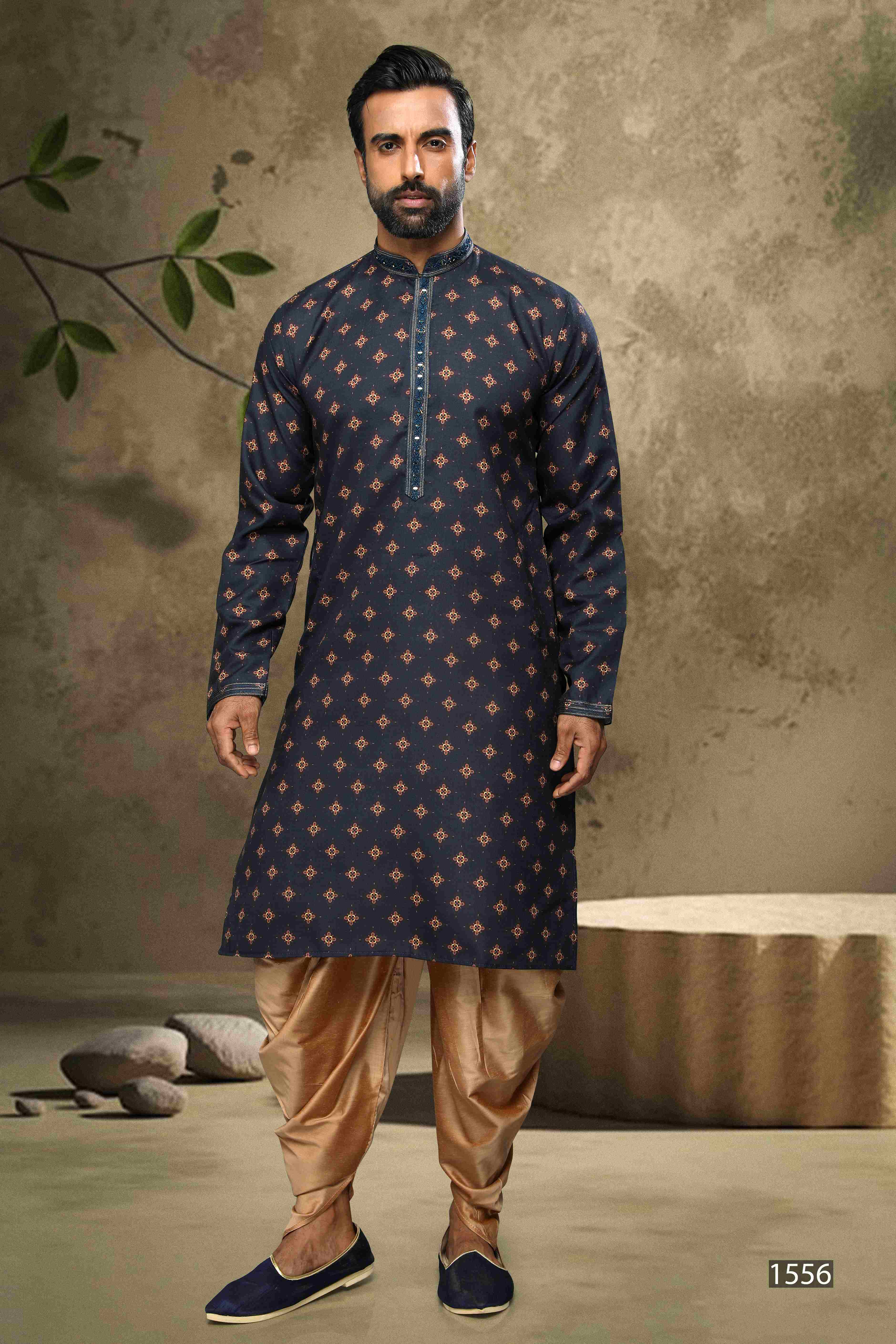 Raivat Ethnic Cotton Digital Print Mirror Work Kurta Pajama In Blue Colour - Distacart