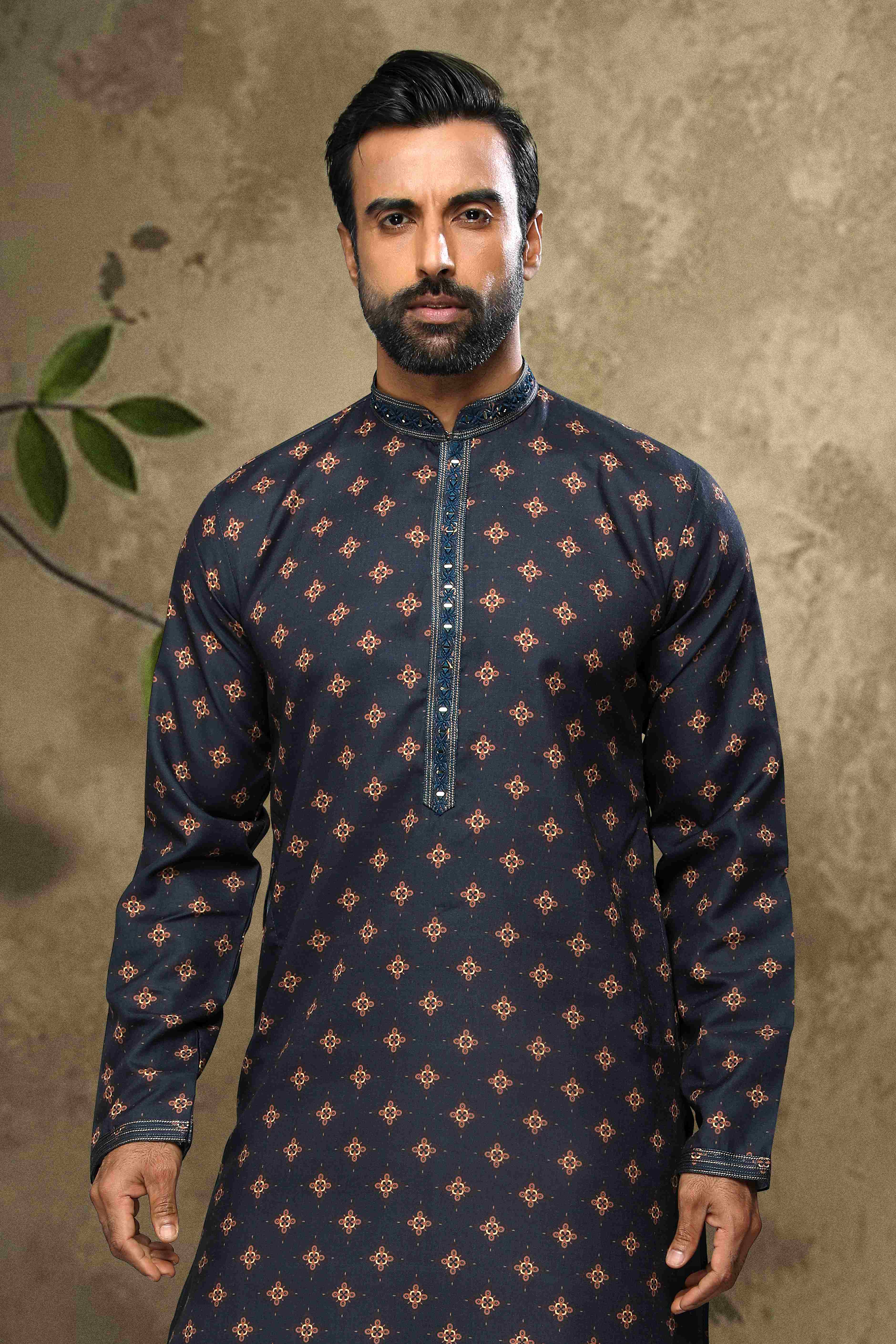 Raivat Ethnic Cotton Digital Print Mirror Work Kurta Pajama In Blue Colour - Distacart