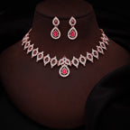 Tehzeeb Creations Pink Colour Ad Studded Necklace Jewellery Set With Matching Earrings For Women And Girls
