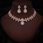Tehzeeb Creations Sea Green Colour Ad Studded Necklace Jewellery Set With Matching Earrings For Women And Girls